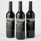 Elegante Glitter Gouden Palm Kalligrafie Verjaarda Wijn Etiket (Flessen)