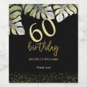 Elegante Glitter Gouden Palm Kalligrafie Verjaarda Wijn Etiket (Enkel label)