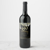 Elegante Glitter Gouden Palm Kalligrafie Verjaarda Wijn Etiket (Voorkant)