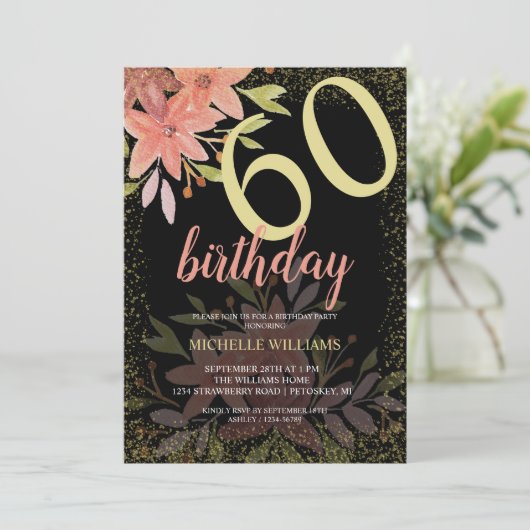 Elegante Glitter Gouden Terracotta Rustieke Bloeme Kaart (Staand voorkant)