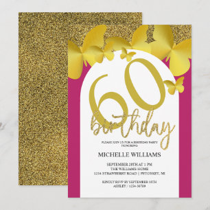 Elegante Glitter Gouden Vlinder Calligrafie Kaart