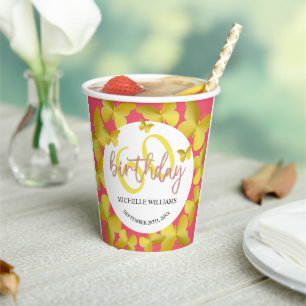 Elegante Glitter Gouden Vlinder Calligrafie  Papieren Bekers