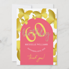 Elegante Glitter Gouden Vlinder Kalligrafie Bedankkaart