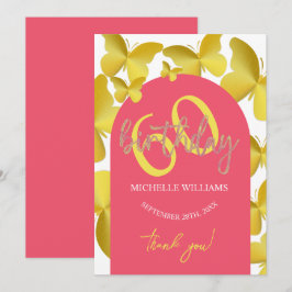 Elegante Glitter Gouden Vlinder Kalligrafie Bedankkaart