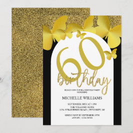 Elegante Glitter Gouden Vlinder Kalligrafie Kaart