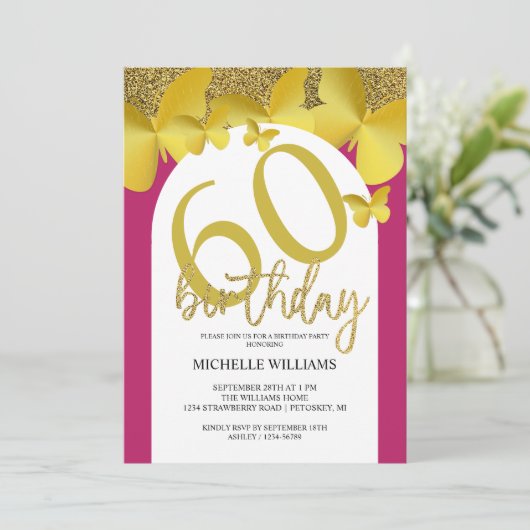 Elegante Glitter Gouden Vlinder Kalligrafie Kaart (Staand voorkant)