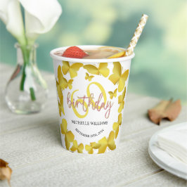 Elegante Glitter Gouden Vlinder Kalligrafie Papieren Bekers