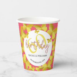 Elegante Glitter Gouden Vlinder Kalligrafie Papieren Bekers