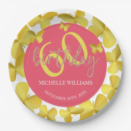 Elegante Glitter Gouden Vlinder Kalligrafie Papieren Bordje