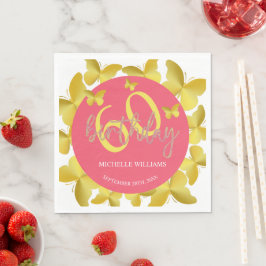 Elegante Glitter Gouden Vlinder Kalligrafie Servet