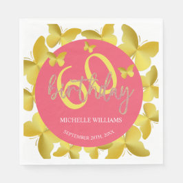 Elegante Glitter Gouden Vlinder Kalligrafie Servet