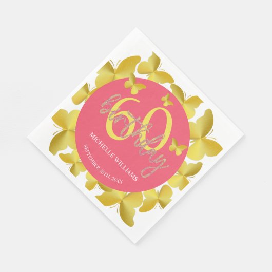 Elegante Glitter Gouden Vlinder Kalligrafie Servet (Hoek)