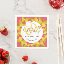 Elegante Glitter Gouden Vlinder Kalligrafie Servet