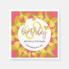 Elegante Glitter Gouden Vlinder Kalligrafie Servet