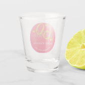 Elegante Glitter Gouden Vlinder Kalligrafie Shot Glas (Achterkant)