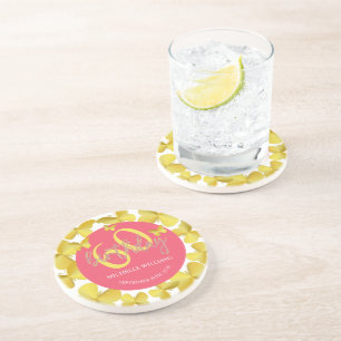 Elegante Glitter Gouden Vlinder Kalligrafie Zandsteen Onderzetter