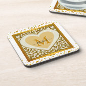 Elegante Glitter Hart Beginletter & Naam Bier Onderzetter (Linkerzijde)