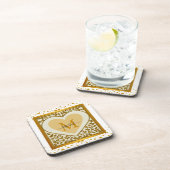 Elegante Glitter Hart Beginletter & Naam Bier Onderzetter (Rechterzijde)