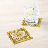 Elegante Glitter Hart Beginletter & Naam Kartonnen Onderzetters (Insitu)