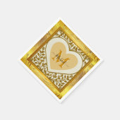 Elegante Glitter Hart Beginletter & Naam Servet (Hoek)