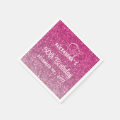 Elegante Glitter Heet Roze Ombre 50ste Verjaardag Servet (Hoek)
