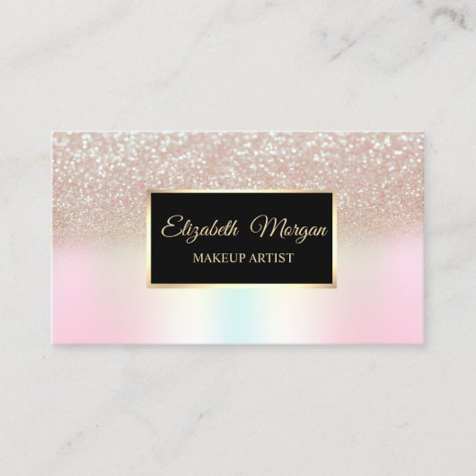 Elegante Glitter Holografisch Frame Visitekaartje (Voorkant)