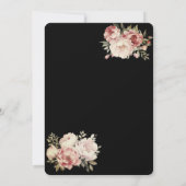 Elegante Glitter Jurk Bloemen Zwart Quinceanera Kaart (Achterkant)