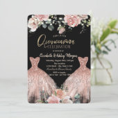 Elegante Glitter Jurk Chique Rozen Quinceanera Kaart (Staand voorkant)