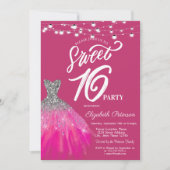 Elegante Glitter Jurk String Lights Sweet 16 Kaart (Voorkant)