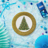 Elegante Glitter Kerstboom Papieren Bord (Feest)