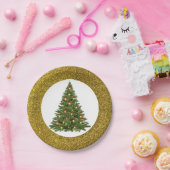 Elegante Glitter Kerstboom Papieren Bord (Feest)