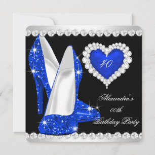 Elegante Glitter Kobaltblauwe Hartvormige Schoenen Kaart