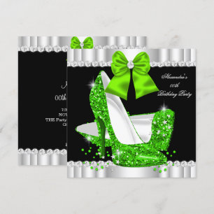 Elegante Glitter Lime Glamour Hoge Hakken Verjaard Kaart