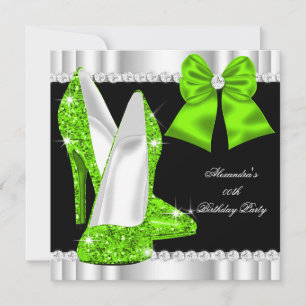 Elegante Glitter Limegroene Hoge Hakken Verjaardag Kaart