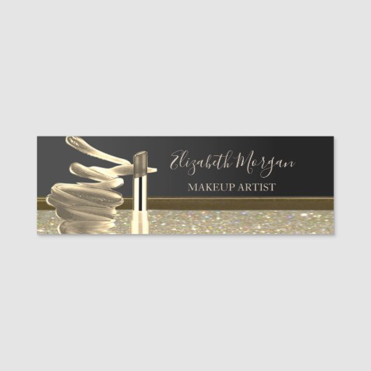 Elegante Glitter Lippenstift, Visagist Naamplaatje (Voorkant)