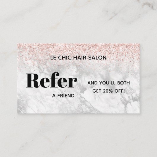 Elegante Glitter Marmer Salon Spa  Referral  Bedri Visitekaartje (Voorkant)