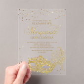 Elegante Glitter Masquerade Quinceañera Acryl Uitnodigingen (Insitu (Draagbaar))