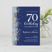 Elegante Glitter Navy Blue 70e verjaardag Kaart (Staand voorkant)