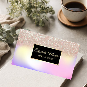 Elegante Glitter Ombre Holografisch Frame Visitekaartje