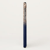 Elegante Glitter Ombre Roze Goud Monogram Navy Bla Case-Mate iPhone Case (Achterkant/links)