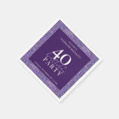 Elegante Glitter Paarse 40e verjaardagsfeest Servet (Hoek)