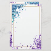 Elegante glitter paarse blauw briefpapier 5,5 "x 8 (Voorkant / Achterkant)