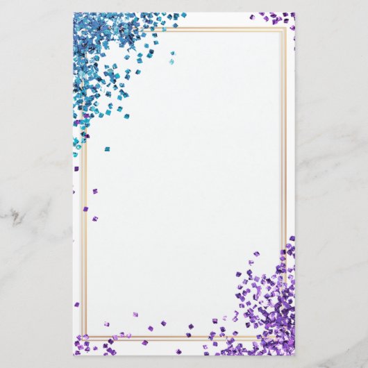 Elegante glitter paarse blauw briefpapier 5,5 "x 8 (Voorkant)
