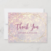 Elegante Glitter Paarse Geometrische Bruiloft Bedankkaart (Voorkant)