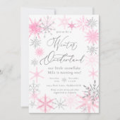 Elegante Glitter Pink Onederland Eerste Verjaardag Kaart (Voorkant)