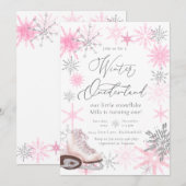 Elegante Glitter Pink Onederland Eerste Verjaardag Kaart (Voorkant / Achterkant)