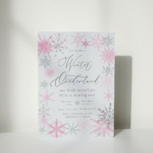 Elegante Glitter Pink Onederland Eerste Verjaardag Kaart
