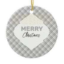 Elegante Glitter Prettig Kerstmis Geruit Grijs Wit