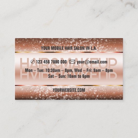 Elegante Glitter Product Etiketten Donker Koper Br Visitekaartje (Achterkant)