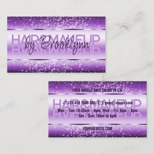 Elegante Glitter productetiketten Paarse Lavendel Visitekaartje (Voorkant / Achterkant)